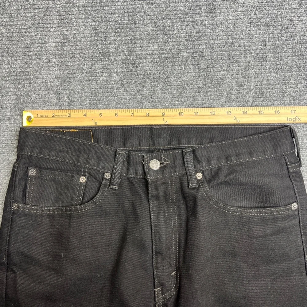 Levis 505 Regular Fit Straight Leg Black Denim Jeans Mens 33x34